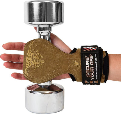 Cobra Grips FIT Leather Weight Lifting Gloves - Heavy Duty Straps for Deadlifts | Adjustable Neoprene Padding