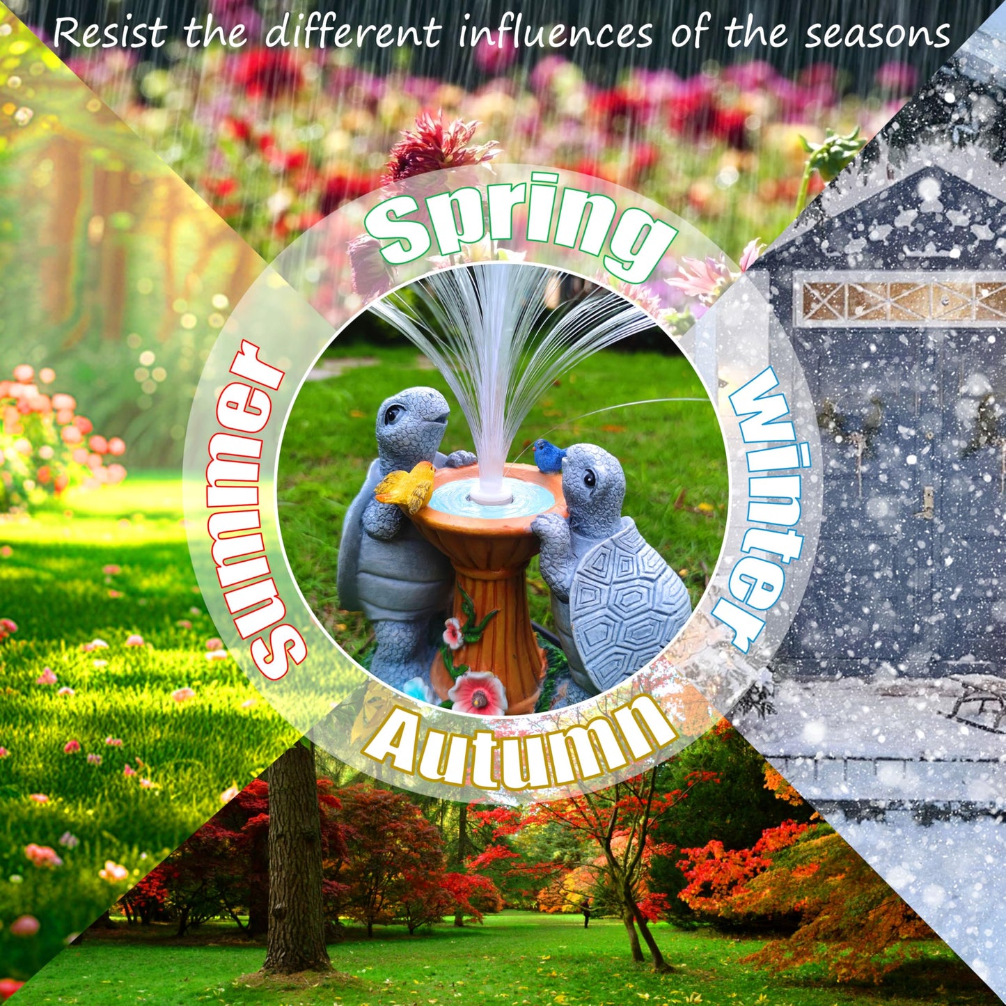 RCTTICUU Solar Turtle Garden Statues with LED Lights, Resin Turtles Figurine Outdoor Decorations Colour Changing Optical Fiber Solar Light, Outside Art Decor for Lawn,Yard, Unique Housewarming Gifts