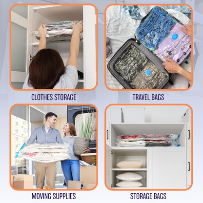 Vacuum Seal Bags for Clothing Travel, 10 Large - Space Saver Vacuum Storage Bags, Blanket & Clothes Storage Bags Vacuum Sealed – Hand Pump Included, Bolsas Para Guardar Ropa Al Vacío