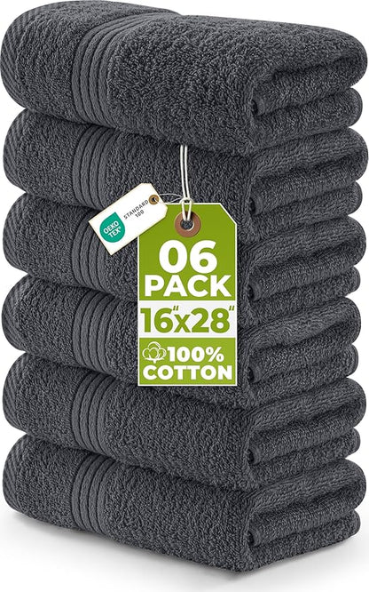 Utopia Towels 6 Piece Premium Hand Towels Set, 16 by 28 inches, 100% Ring Spun