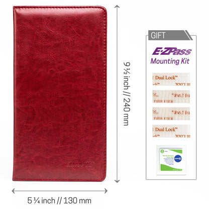CANOPUS Car Registration and Insurance Holder, PU Leather Card Holder, Vehicle Glove Box Organizer for Auto, SUV, Truck, Red