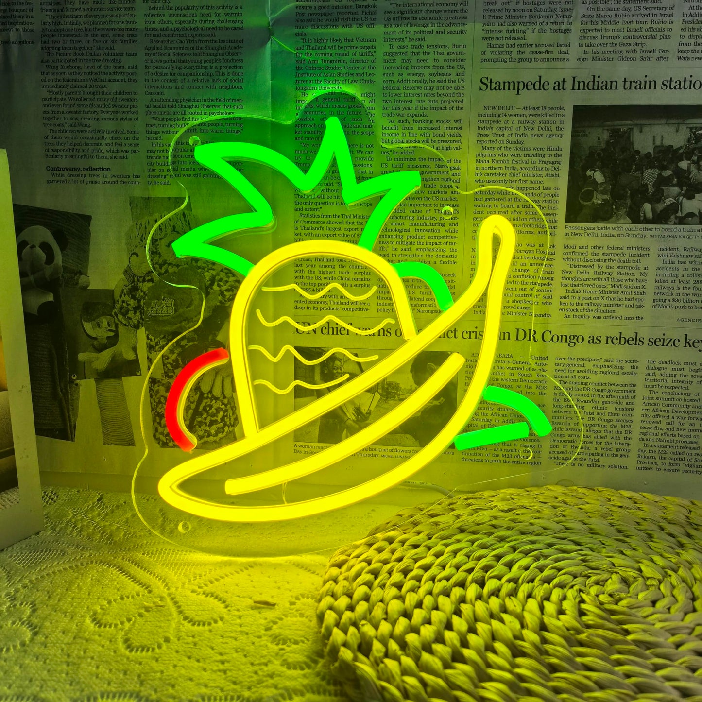 Pineapple Banana Neon Sign LED Pineapple Neon Signs for Wall Decor, Friut Theme Kids Room Bedroom Game Room Birthday Party Decorations Gifts for Kids