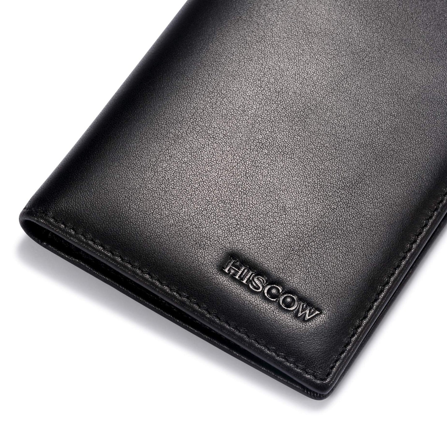 HISCOW Slim Leather Credit Card Holder for Men & Women 8cc, Italian Calfskin (Black)