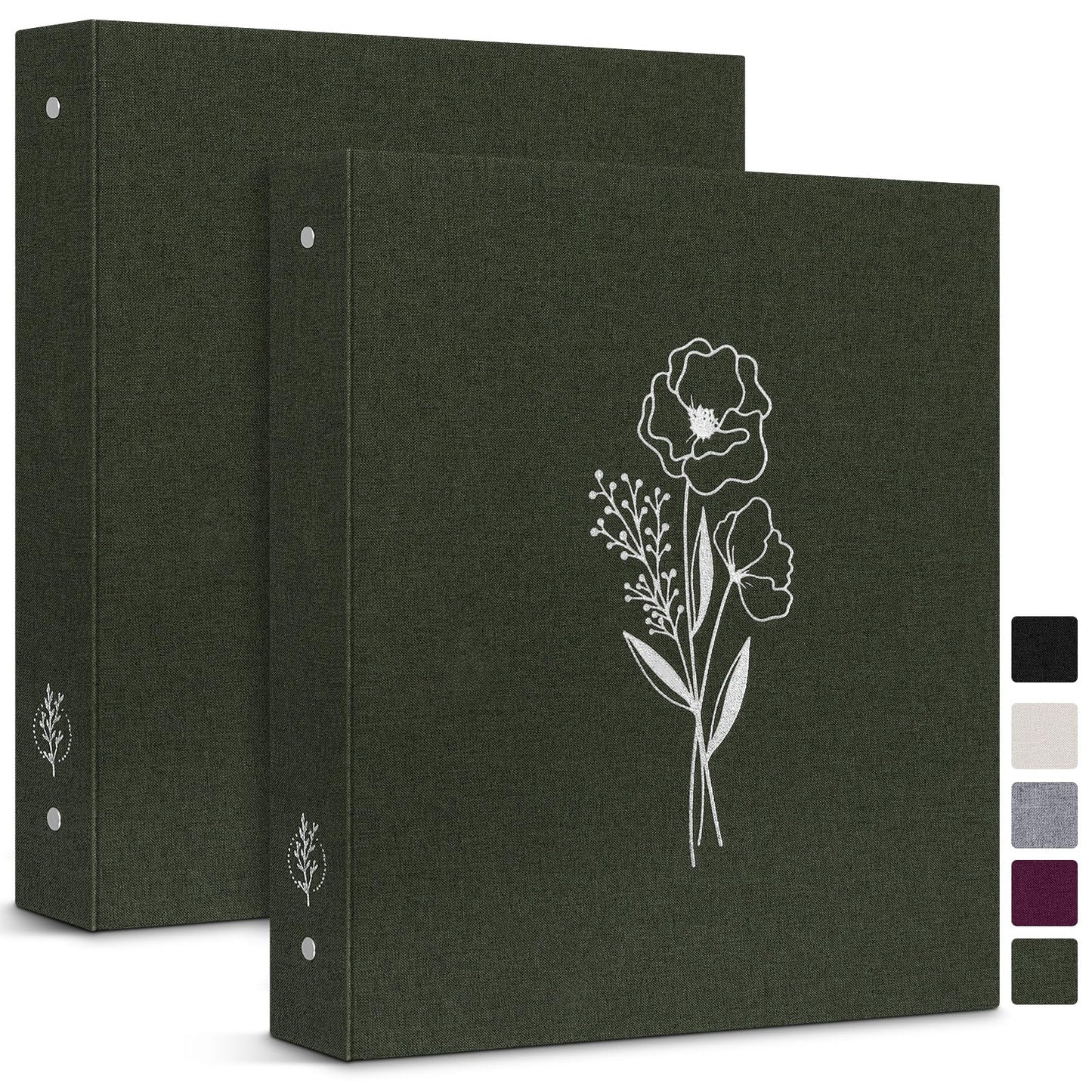 Lanpn Aesthetic Letter Size A4 3 Ring Binder 2 Packs, Linen Hardcover 1 inch Round Rings Folder Holder Planner Fits 8.5" x 11" Paper for Office School Journaling Collections (Green)