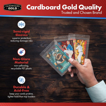 Cardboard Gold Card Saver 1-2000 Count - Semi Rigid Card Holder, Trading Card Protectors - PSA-Approved Cardsaver for Baseball, Trading, Sports Cards - Card Sleeves, Binder, & Storage Box Compatible