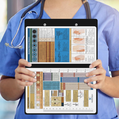 Nursing Clipboard with Nursing and Medical Edition Cheat Sheets Nursing School Essentials - Aluminum Foldable Nurse Clip Boards Essential Accessory for Efficient Patient Care (Black)