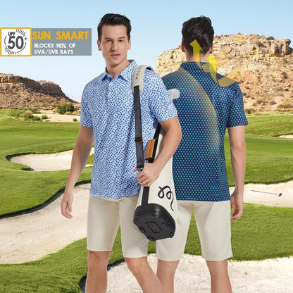 Men's Golf Shirt - Moisture-Wicking Dry Fit Performance Polo | Short Sleeve, Stylish Print