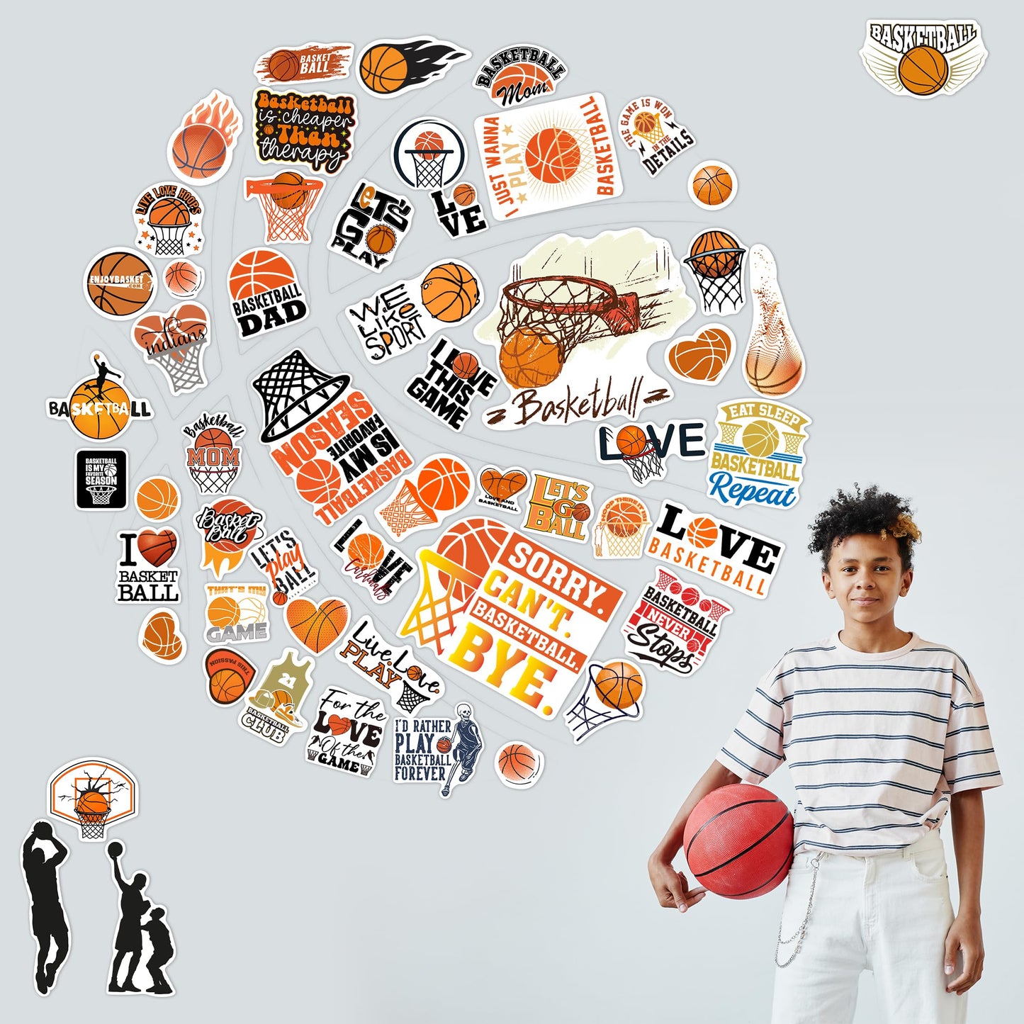 Glow in The Dark Cool Basketballs Wall Decals, Love Sports Stickers for Baby Girls Boys Room, Luminous Ceiling Decor for Bedroom Playroom Nursery