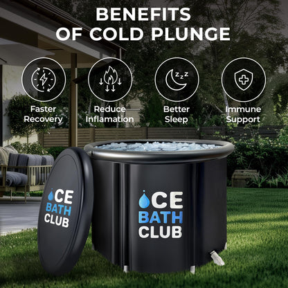 Portable Ice Bath Tub |116 Gallons Cold Plunge Tub for Athletes & Adults | Indoor and Outdoor Large Cold Plunge Tub for Cold Immersion Therapy and Rapid Recovery | Inflatable and Easy Setup | Black