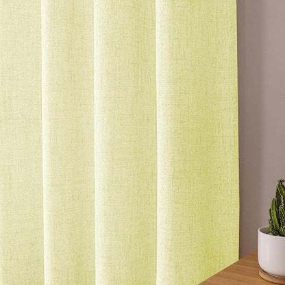 Tollpiz Linen Curtains Bedroom Rod Pocket Semi Sheer Curtain Burlap Light Filtering Thick Linen Drapes for Living Room, 54 x 84 inches Long, Cream Yellow, Set of 2 Panels