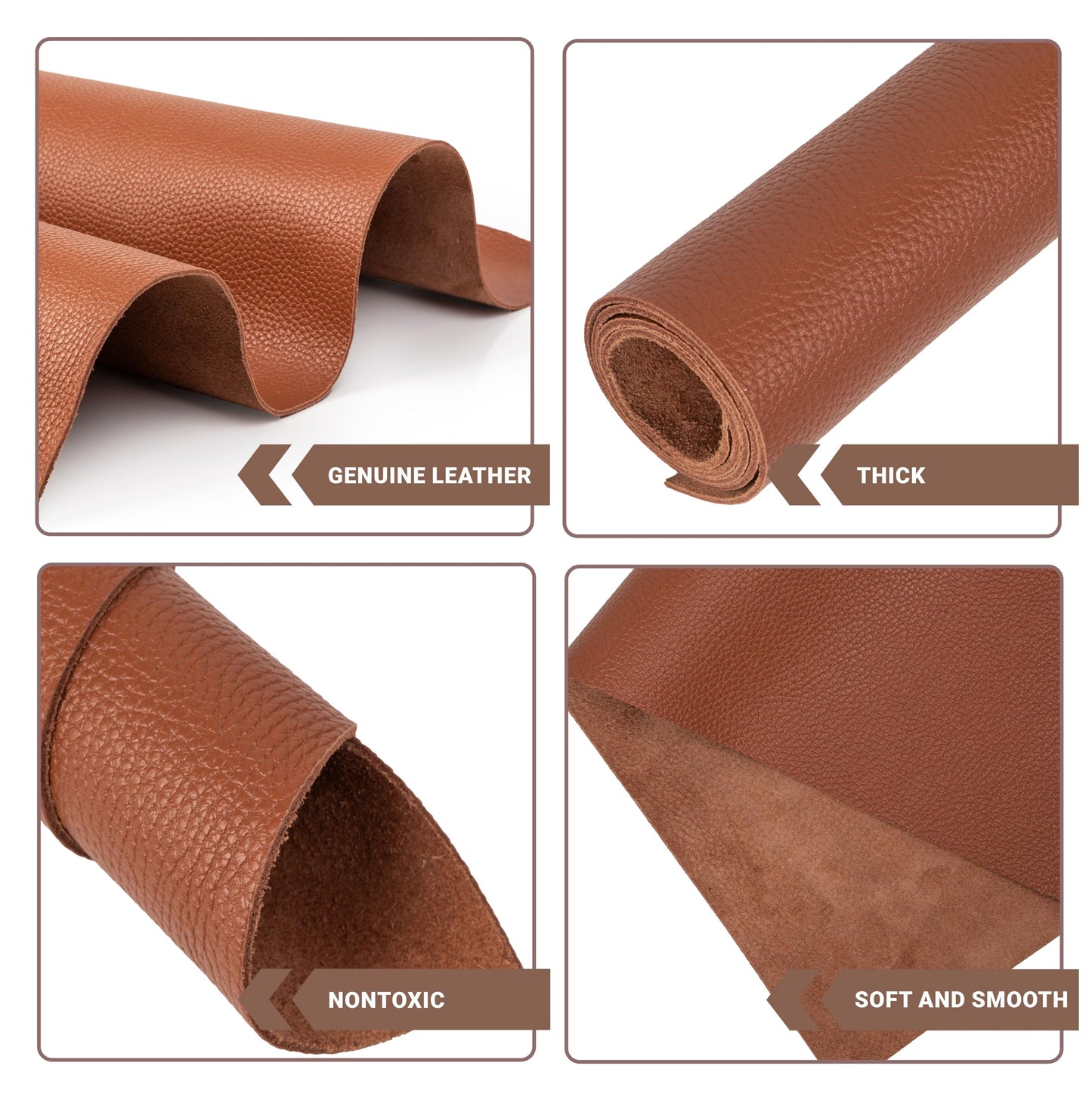 Shkira 24''X12'' Genuine Light Brown Dotted Leather Sheets for Hobby Workshops - Tooling Square - 2.0MM Thick Genuine Top Full Grain Oil Tan - Thick Leather Pieces