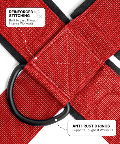DMoose Fitness Neck Harness for Weight Lifting - Soft Padded Head & Chin Strap with 30" Heavy Duty Steel Chain - Neck Exerciser, Trainer & Strengthener to Support Injury Recovery (Red)