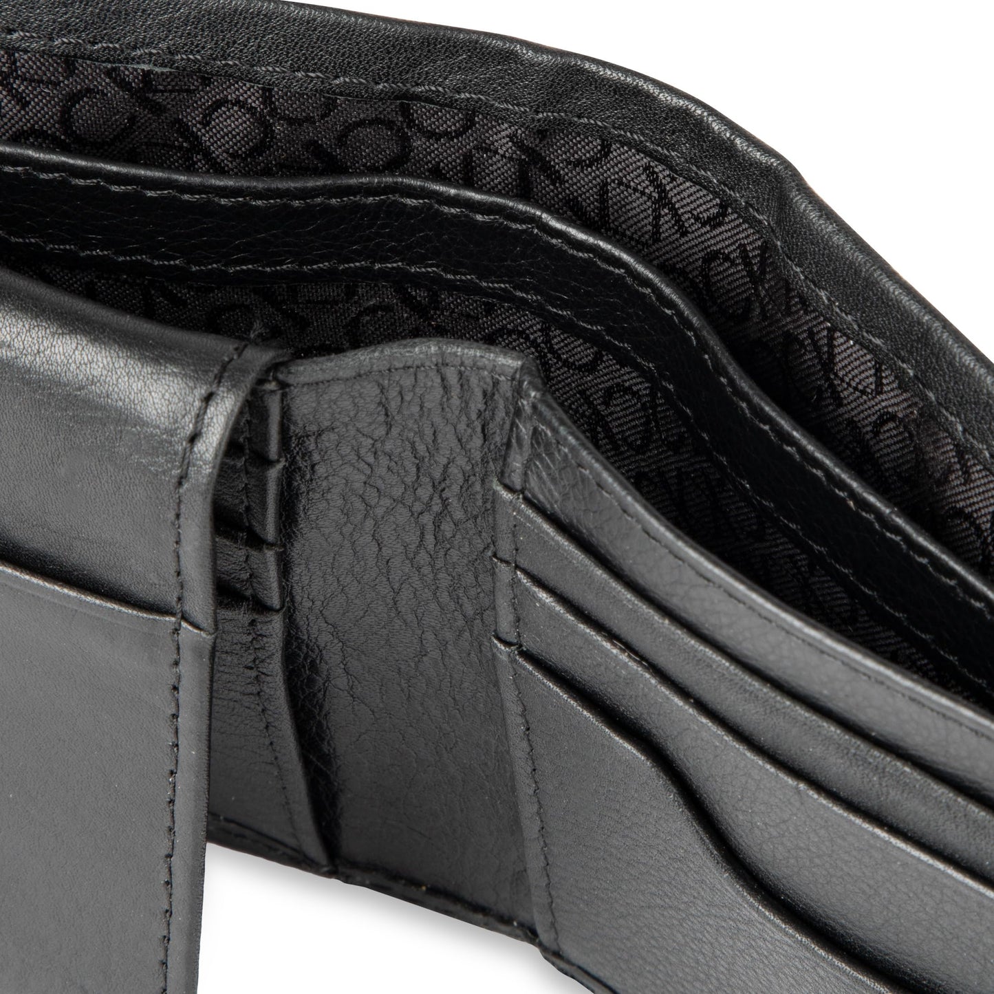 Calvin Klein mens RFID Leather Minimalist Bifold Wallet With ID Window Black Passcase
