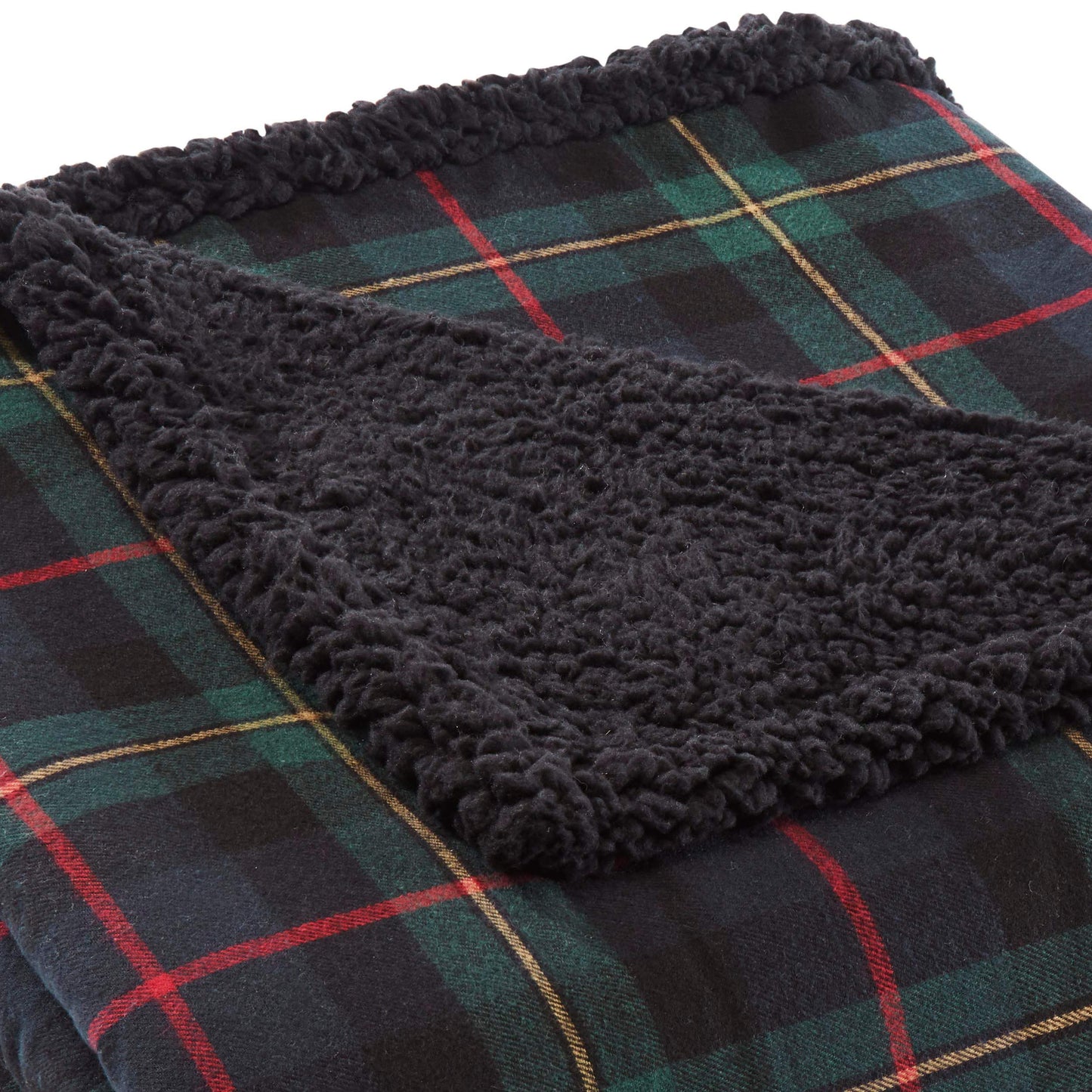 Eddie Bauer - Throw Blanket, Brushed Fleece & Plush Sherpa Bedding, Throw Blanket for Couch & Bed (Pine Tartan Dark Green, 50" x 60")