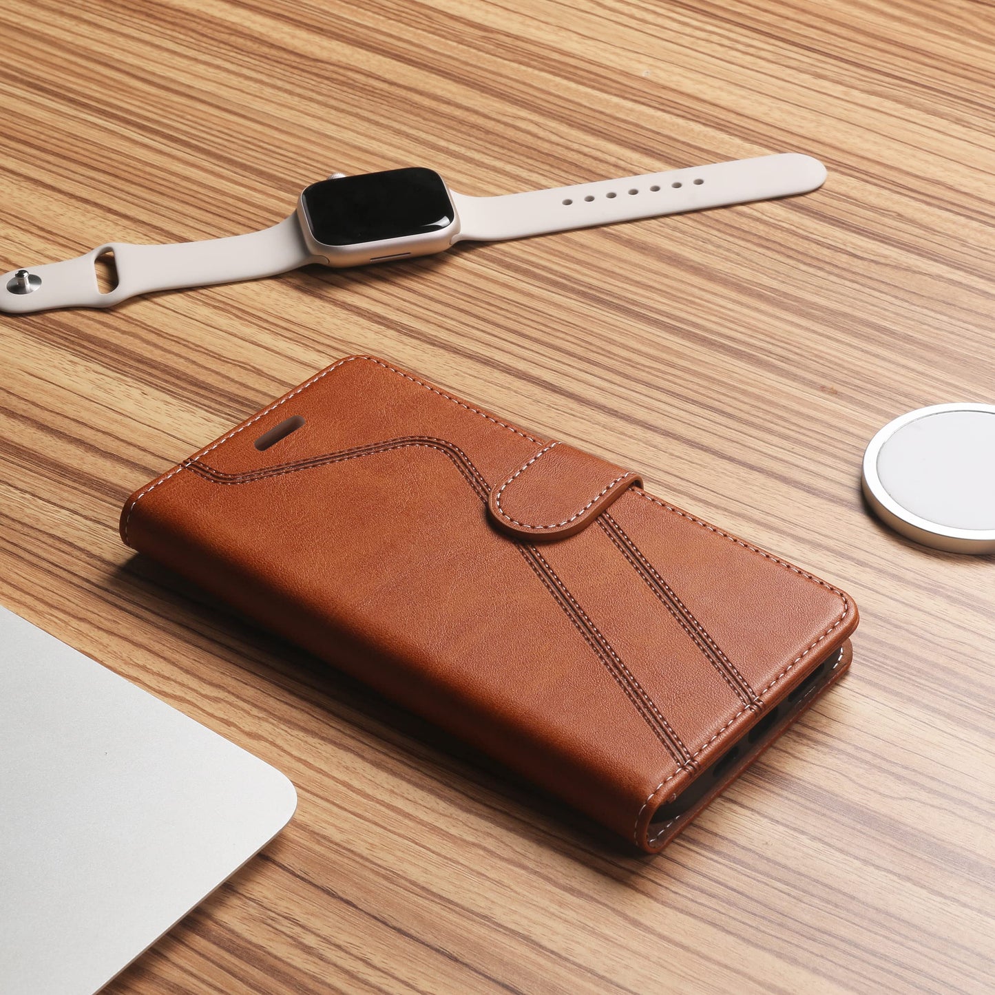 CIVICASE for Samsung Galaxy A42 Wallet Case,Premium Leather Flip Case [RFID Blocking] Credit Card Holder Folio Magnetic Stand TPU Shockproof Cover Color Matching for Samsung A42 (6.6") Brown