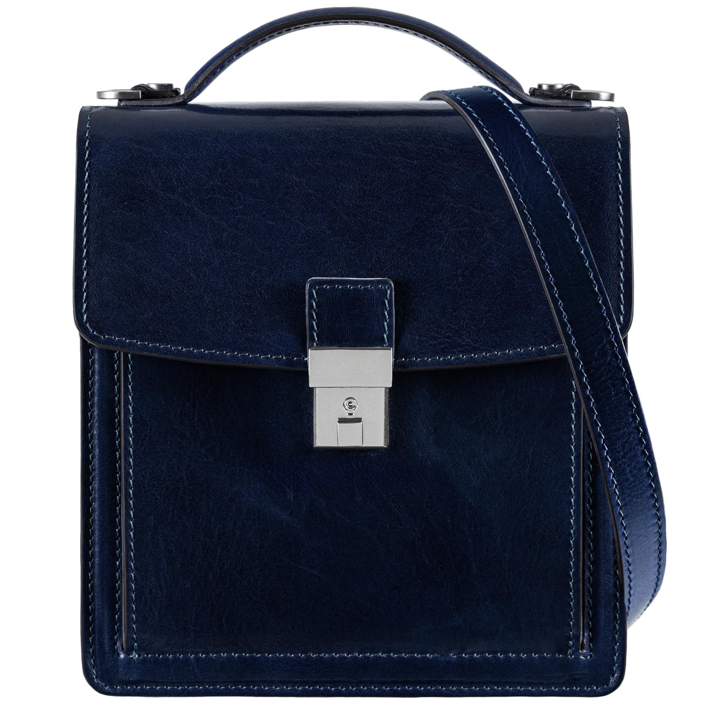 Time Resistance Small Leather Briefcase for Men - Crossbody Bag - Italian Leather Messenger Bag - Gift Box Included