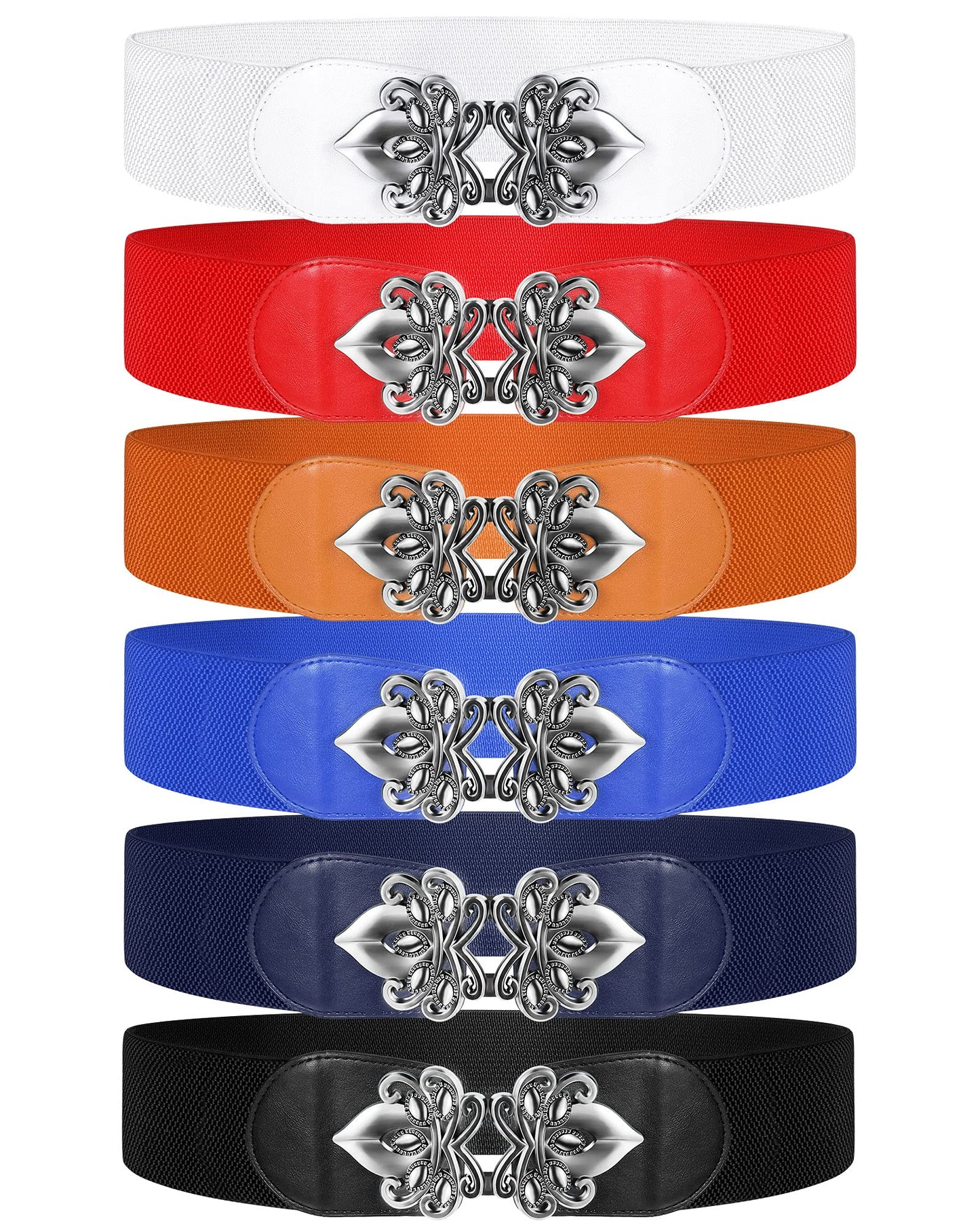 SATINIOR 6 Pieces Women Wide Stretchy Waist Belt Retro for Dress Elastic Belt with Buckle PU Leather Vintage