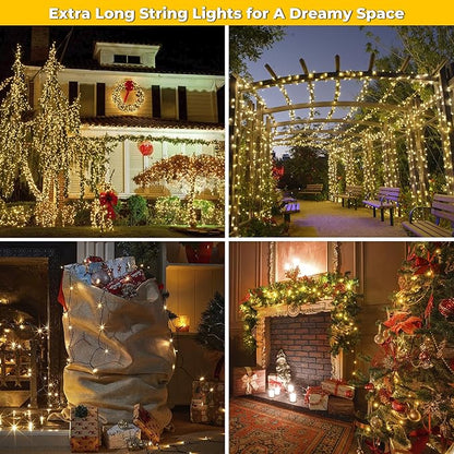 weillsnow 164Ft 500 LED Christmas Lights, Waterproof 8 Twinkle with Memory Functions Christmas Tree Lights for Indoor Outdoor Christmas Tree Garden Decoration (Warm White)