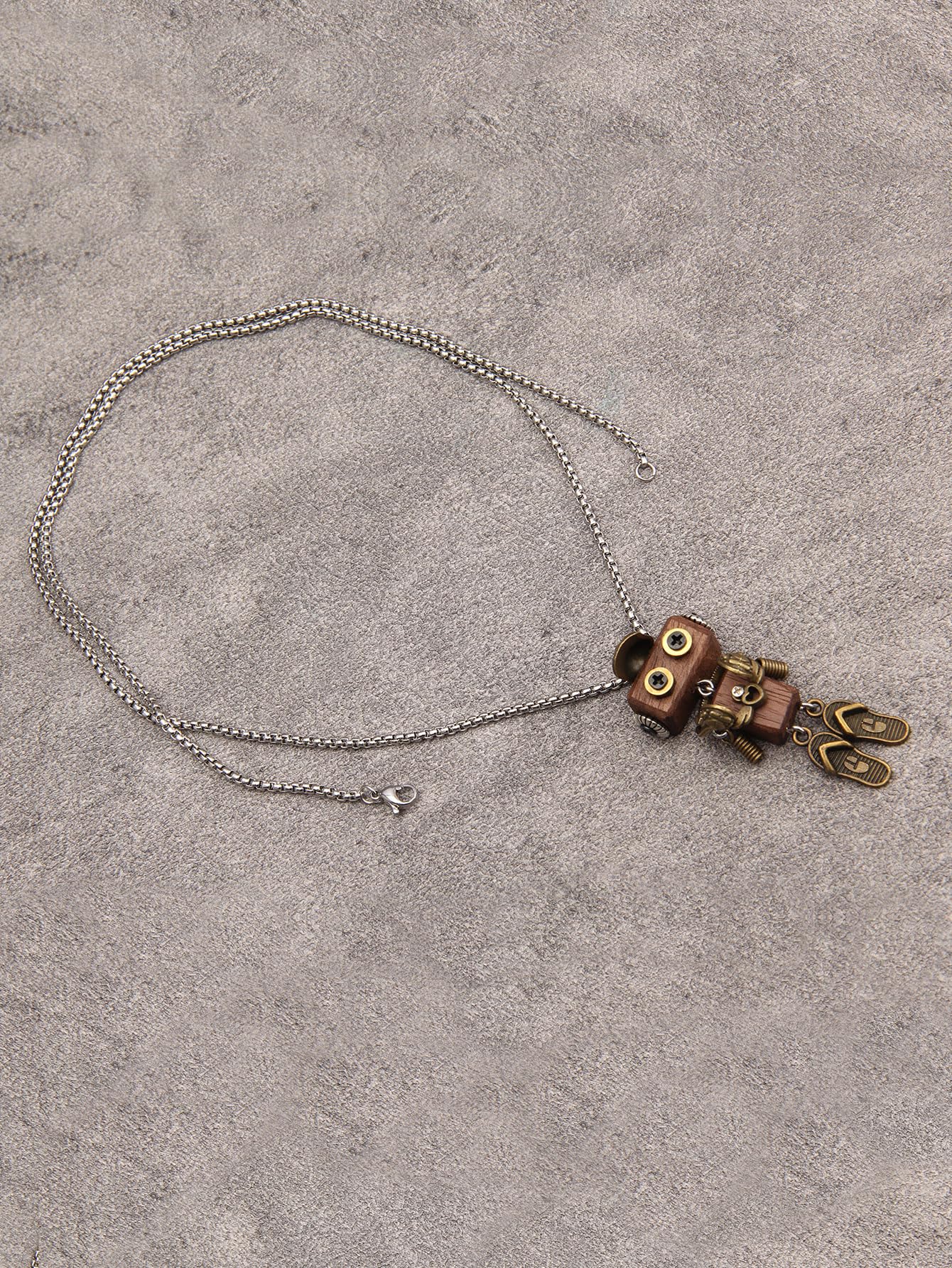 joymiao Wooden Pendant Necklace Steampunk Necklace Womens Gold Necklace Vintage Leather Choker Stainless Necklace Chain Hippie Choker Necklace