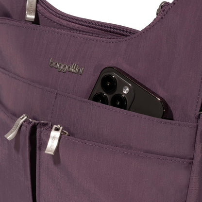 Baggallini Cross Over Crossbody Women 11x8.5 Medium Travel Bag Lightweight Water-Resistant Nylon Organized Handbag Purse
