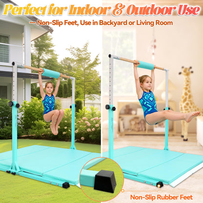 Seliyoo Foldable Gymnastics Bar for Kids Teens Ages 3-18, 5FT/6FT Kip Training Bar -Sturdy Base for Home Training,Adjustable Height 35" to 59" for, 400 LBS Capacity,Anti-Slip Base & Easy Assembly