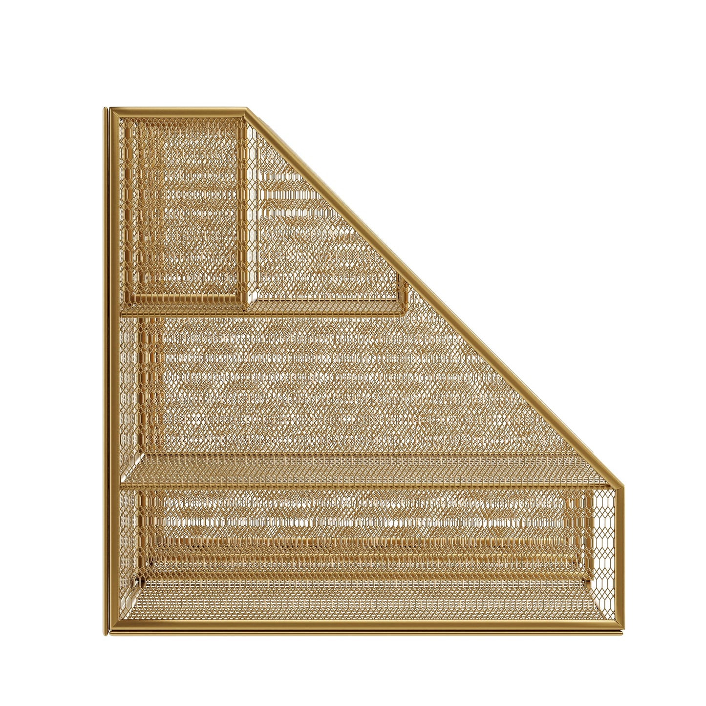 Martha Stewart Ryder Gold Mesh Metal Large Desktop Organizer with Magazine File Holder, Pen Holder, and Storage
