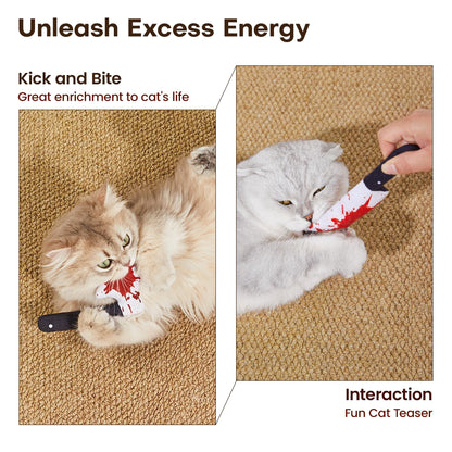 Potaroma 4Pcs Cat Toys, Horror Knife-Shaped Kitten Catnip Crinkly Sound Toys, Indoor Exercise for All Cat Breeds 6.5 Inches