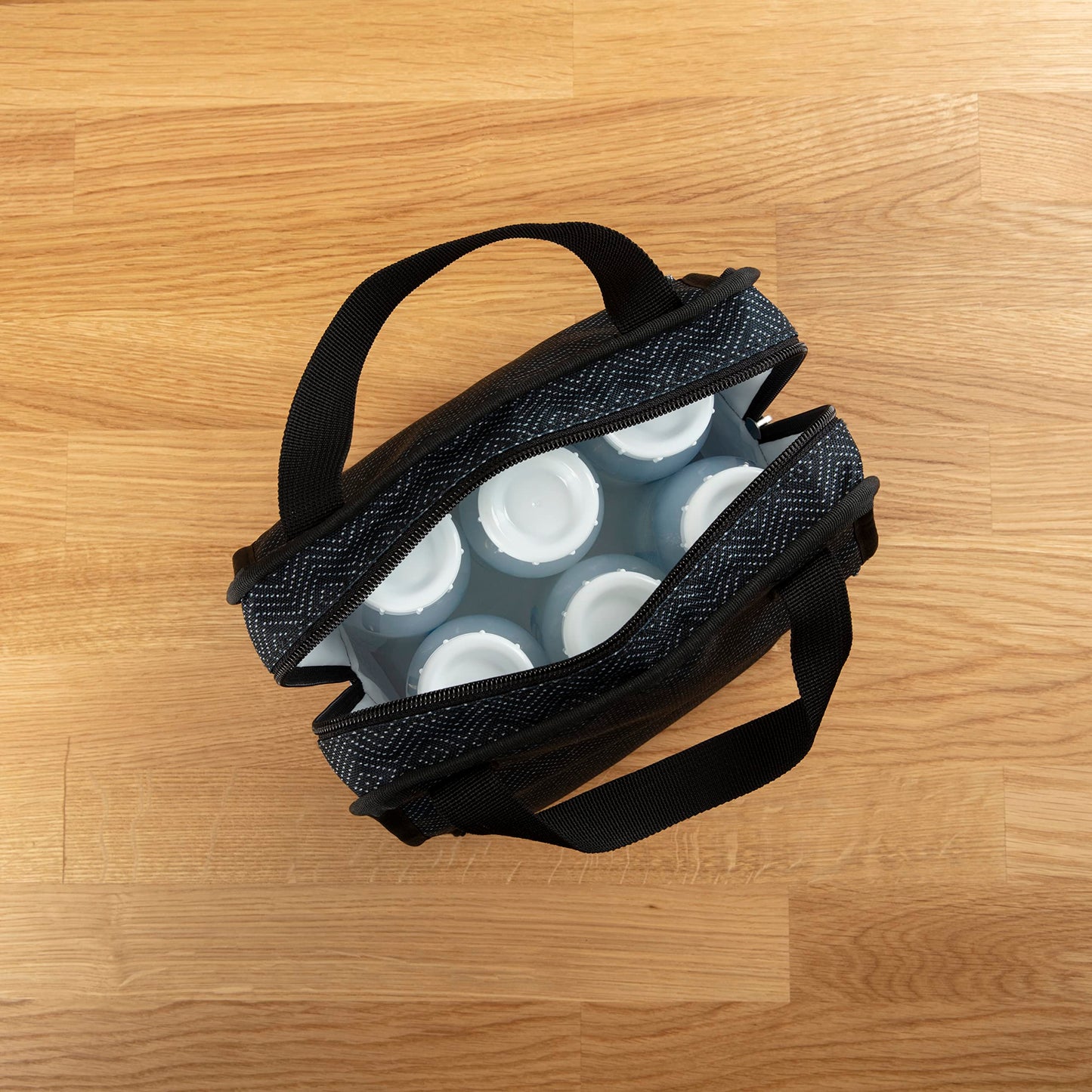 Dr. Brown's Fold & Freeze Bottle Tote, Travel Baby Bottle Insulated Cooler Bag, Store Up to 6 Baby Bottles, Black, BPA Free