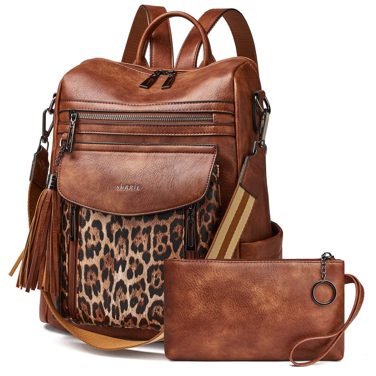 Shrrie Backpack Purse for Women Fashion Leather Backpack Purse Designer Travel Backpack Convertible Shoulder Bag with Wristlet