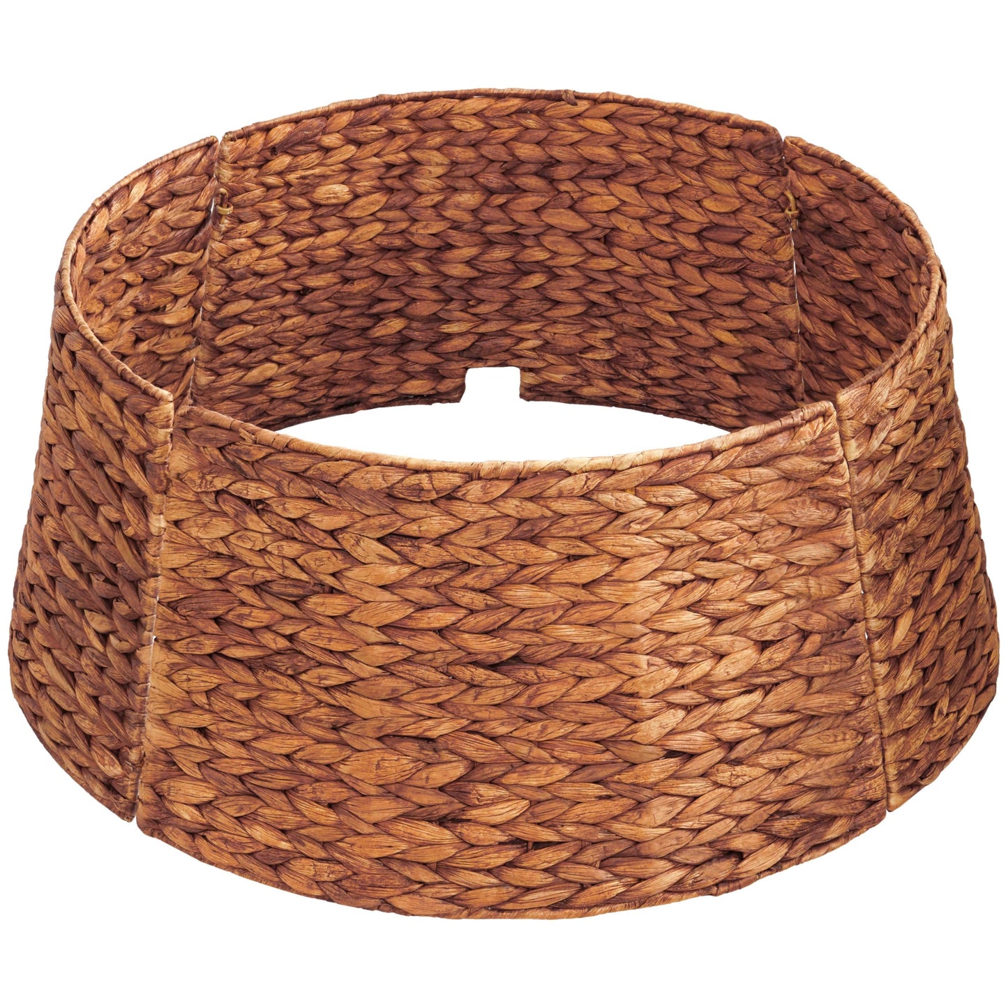 MIXUMON Handmade Water Hyacinth Christmas Tree Collar 24" – Rustic Basketweave Tree Base Cover, Eco-Friendly Skirt Alternative with Cord Cut-Out (Brown, 24 in)