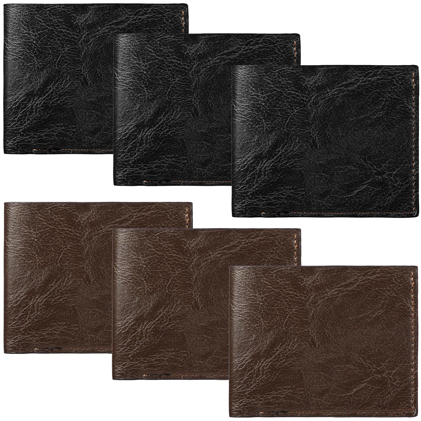 VZZNN 6 Pieces Wallet for Men,Leather Men's Wallets Bulk for DIY Engraving,With Money Clip,Card Holder(3 Black & 3 Light Brown)