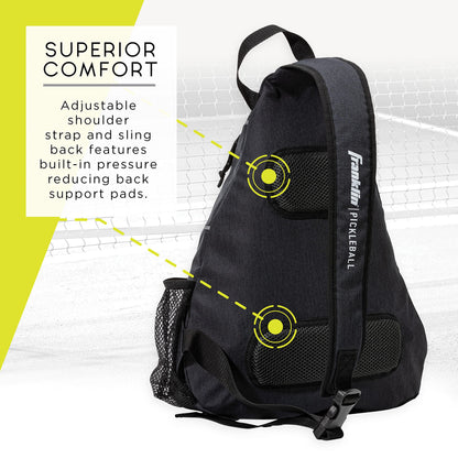 Franklin Sports Pickleball Bags - Pickleball Sling Bag Backpack for Gear + Equipment - Bag for Men Women - Holds Paddles, Balls + Accessories - Charcoal