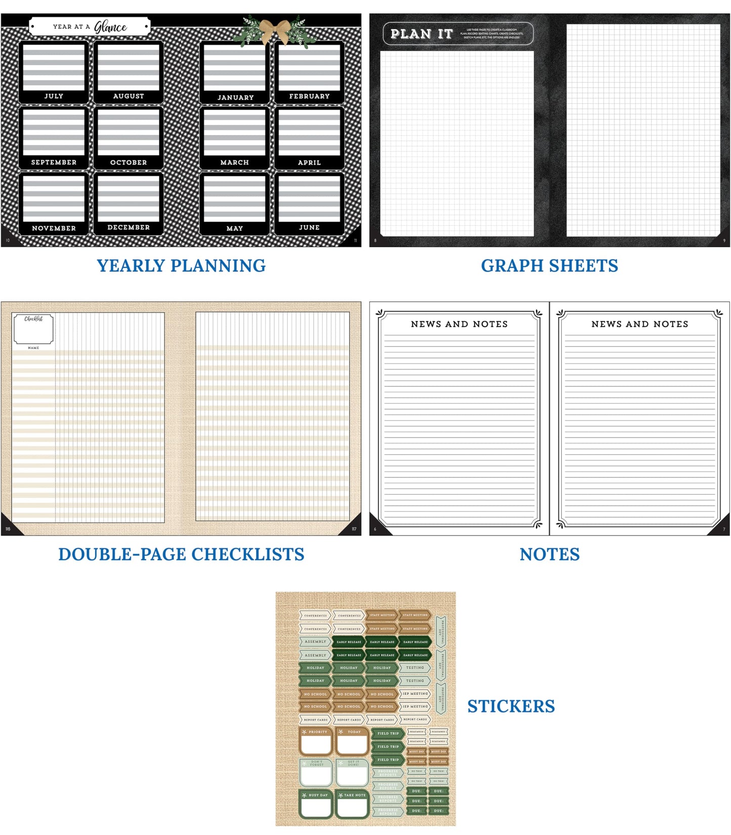 Carson Dellosa Education Modern Farmhouse Teacher Planner 2025-2026,Undated 8" x 11" Lesson Plan Book With Stickers, Class Schedule & Weekly Calendar School Supplies, Homeschool & Classroom Must Haves