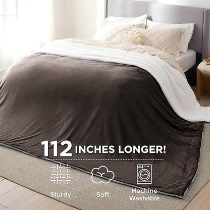 Bedsure GentleSoft Sherpa Fleece Oversized Cal King Blankets for Bed - Thick and Warm Throw for Men, Soft Fuzzy Plush Large Blanket for Winter, Brown, 112x98 Inches