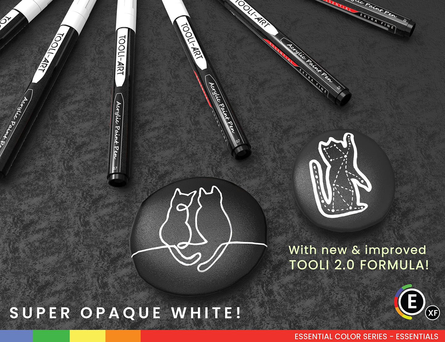 TOOLI-ART Black And White Acrylic Paint Markers Paint Pens Set For Rock Painting, Canvas, Mugs, Metal, Glass Paint, Fabric, Wood, DIY. Non Toxic, Quick Dry,Waterbas (EXTRA FINE)