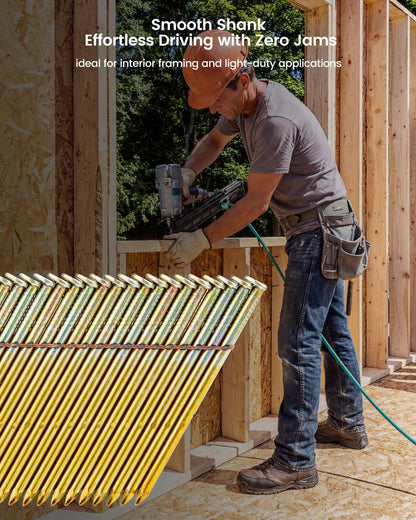 meite 28 Degree Framing Nails 3 Inch Galvanized Wire Weld Collated Nails for Framing Nailer Gun, Offset Round Head Smooth Shank Framing Nails for Structural Wall Sheathing Decking 1,000PCS