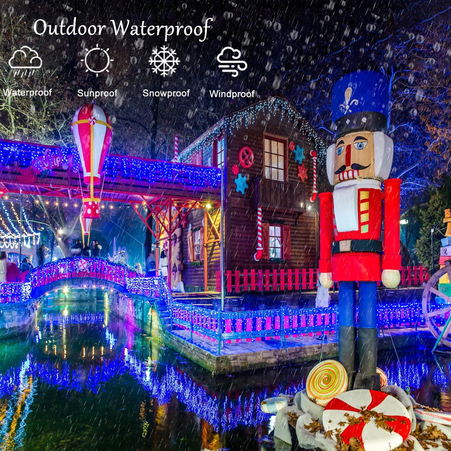 Icicle Christmas Lights Outdoor, 132ft 1280 LED Icicle Lights for Outside, Plug in Twinkle Lights Indoor with 8 Modes Timer Waterproof for House Holiday Decor Wedding Christmas Decorations, Blue