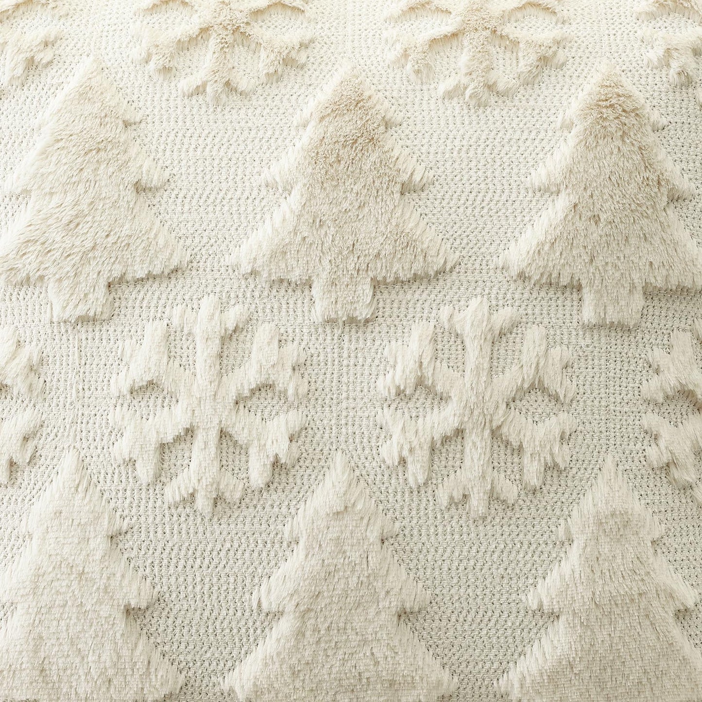 OTOSTAR Set of 2 Christmas Throw Pillow Covers 12x20 Inch, Soft Plush Faux Fur Christmas Tree Snowflake Winter Holiday Xmas Decorative Lumbar Cushion Cover Cases for Sofa Couch Bed Living Room, Beige