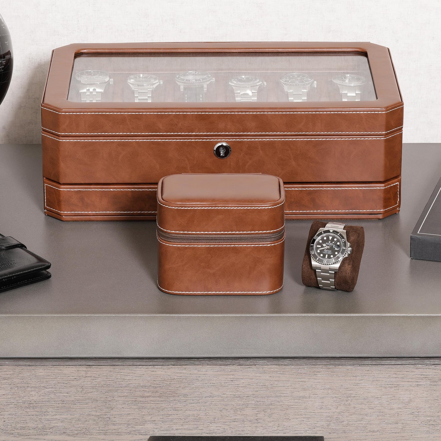 ROTHWELL 2 Watch Travel Case Storage Organizer for 2 Watches | Tough Portable Protection w/Zipper Fits All Wristwatches & Smart Watches Up to 50mm