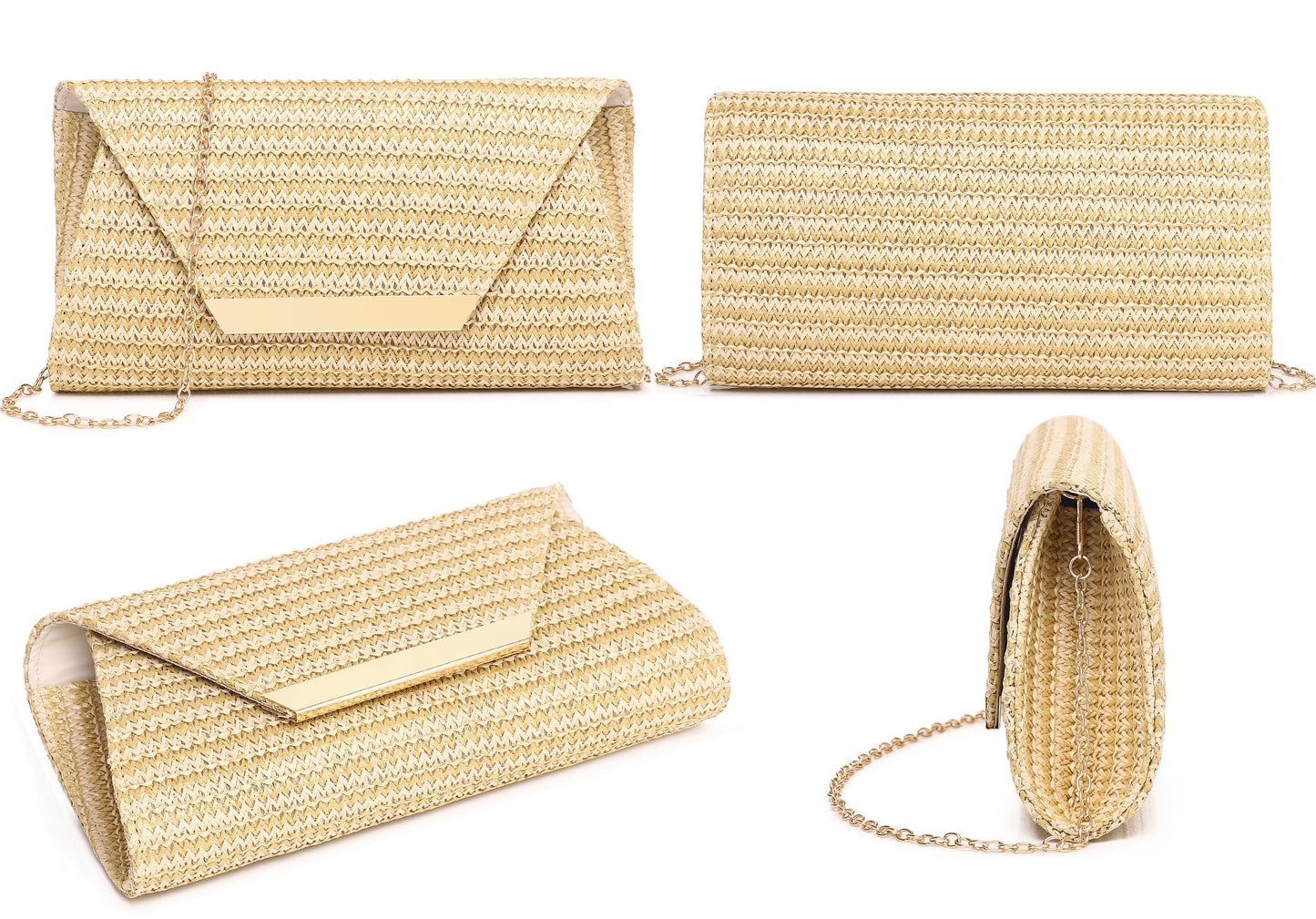 MUDUO Women Patent Leather Fashion Clutch Purses Evening Bag Handbag Christmas gift (Khaki)