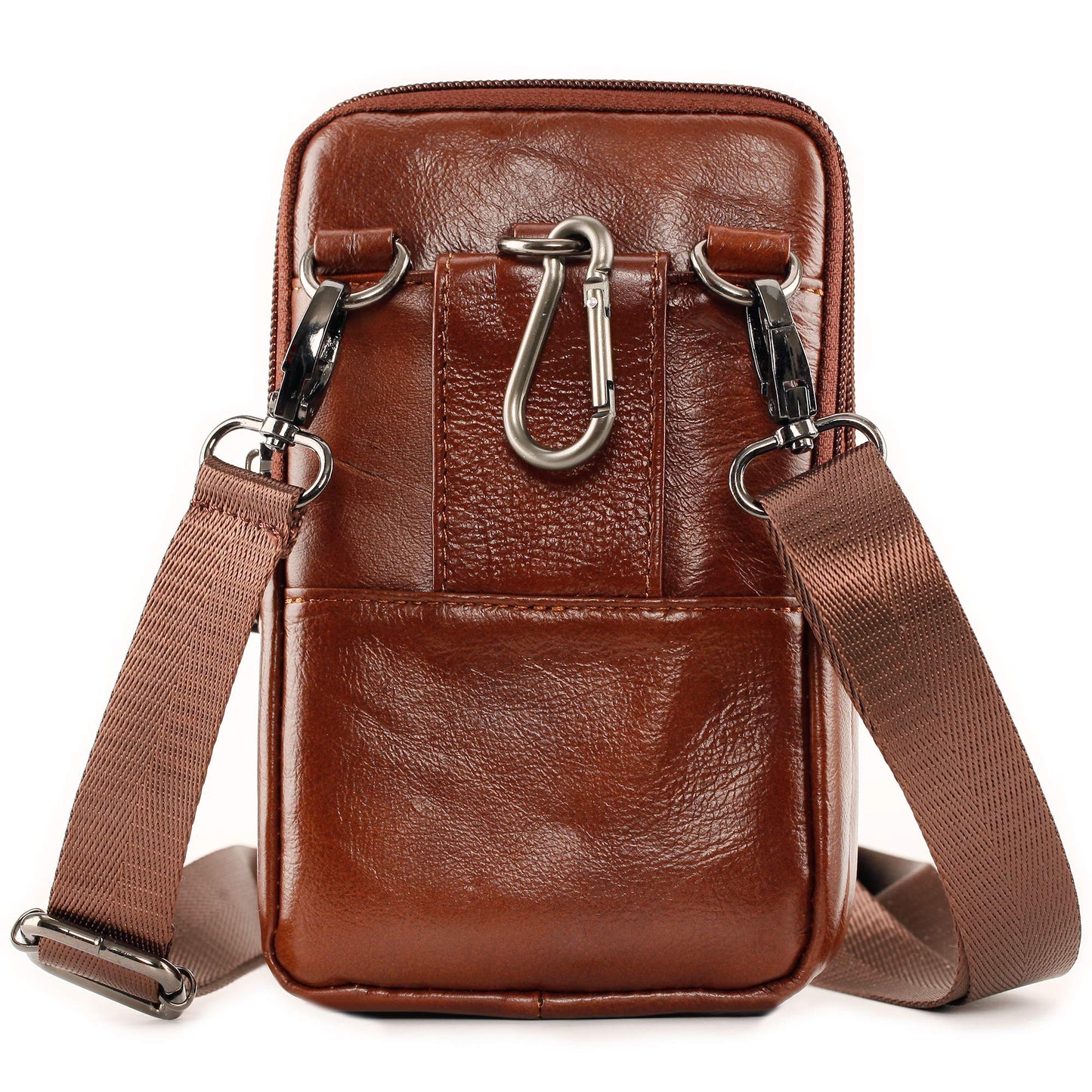 Leather Cell Phone Wallet Shoulder Holster,Hip Bum Pack Pouch Belt Pouch Bolso para Hombre Crossbody Bag for Men with Card Slots Compatible with iPhone (Brown)