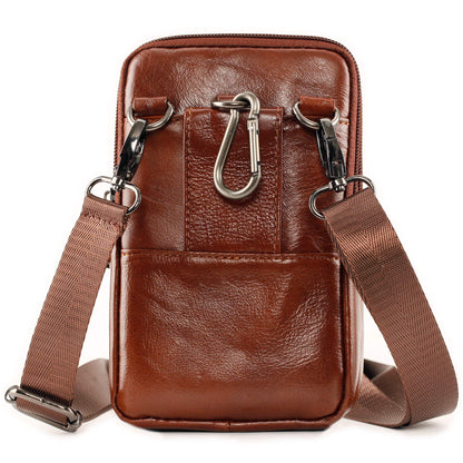 Leather Cell Phone Wallet Shoulder Holster,Hip Bum Pack Pouch Belt Pouch Bolso para Hombre Crossbody Bag for Men with Card Slots Compatible with iPhone (Brown)