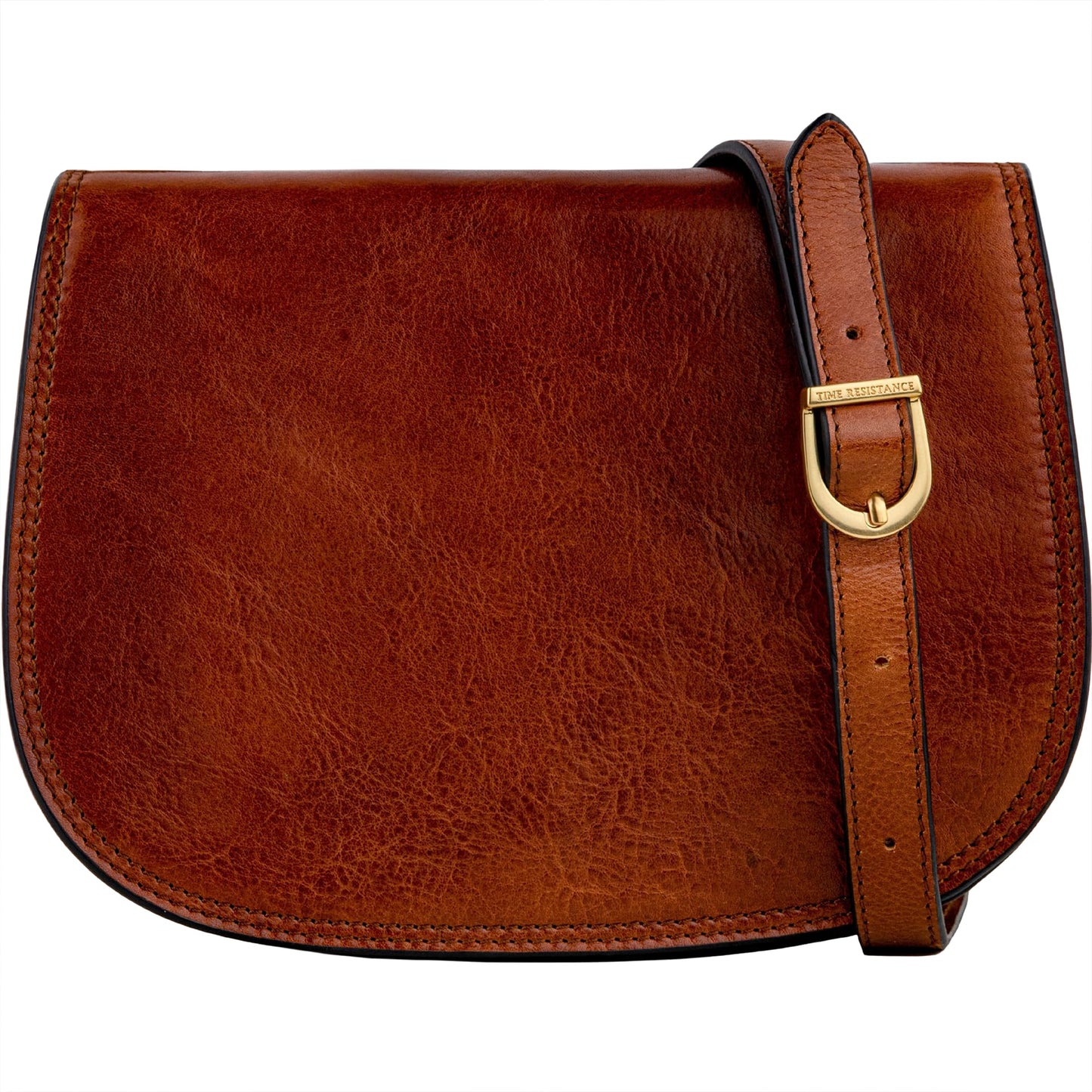 Time Resistance Leather Crossbody Bag for Women - Shoulder Messenger Purse (Cognac Brown) - Gift Box Included