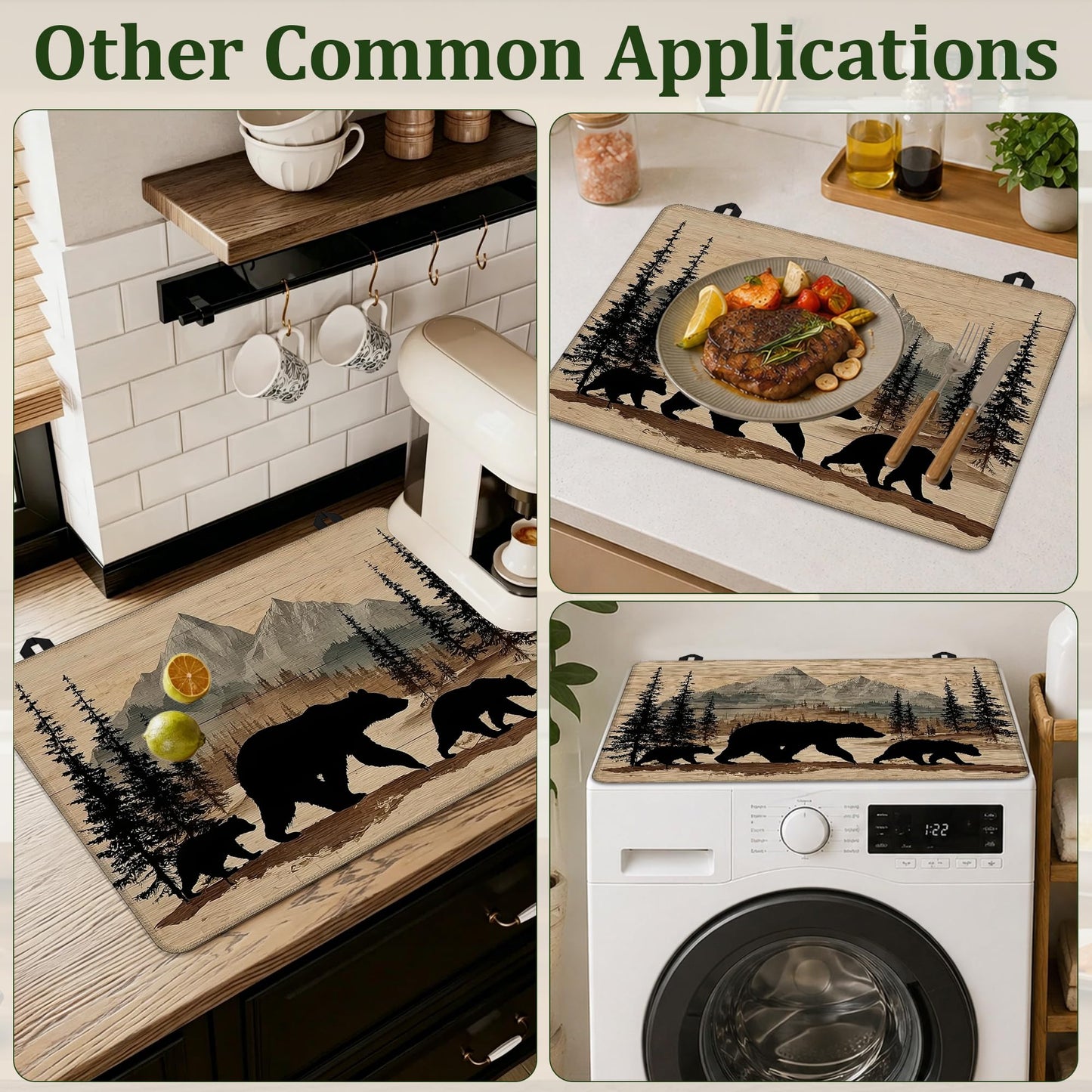 Bear Stove Top Cover Glass Cooktop Heat Resistant Cover,Mountain Forest Ceramic Stove Top Covers Mat Prevents Scratching Stoves/Counter/Washer Protector,28.5x20.5 in