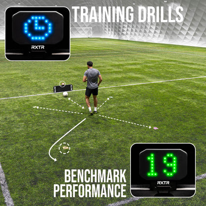 RXTR Reaction Training Light - Smart Soccer Training Device with Real-Time Scoring, Built-in Drills, Compatible with QUICKPLAY Rebounder Boards, No App Required