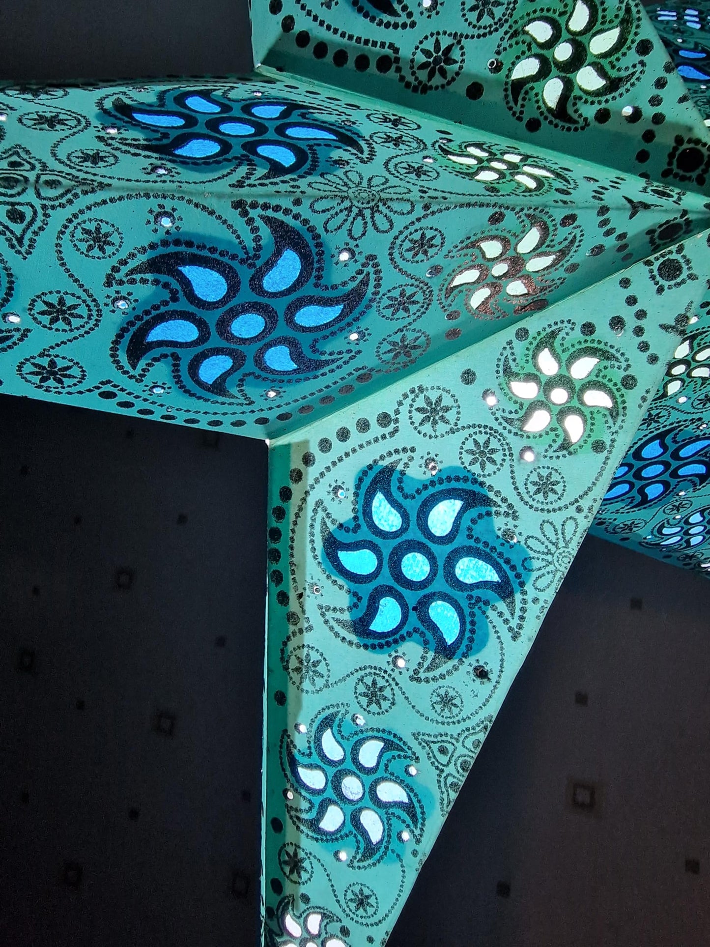 Yepsio Paper Star Lantern Lampshade, 24 inch, Hanging Decorations for Christmas, Wedding, Home, Party (Turquoise)