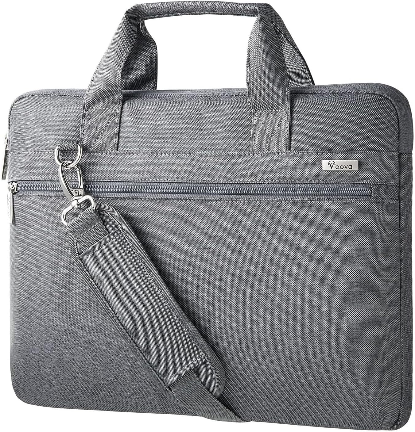 Voova Laptop Bag 15.6 Inch, 360° Protective Laptop Case Sleeve Compatible with MacBook Air 15 M2/M3/M4, MacBook Pro 15/16, 15-16” Lenovo Dell Hp, Waterproof Computer Bag Slim Briefcase, Grey