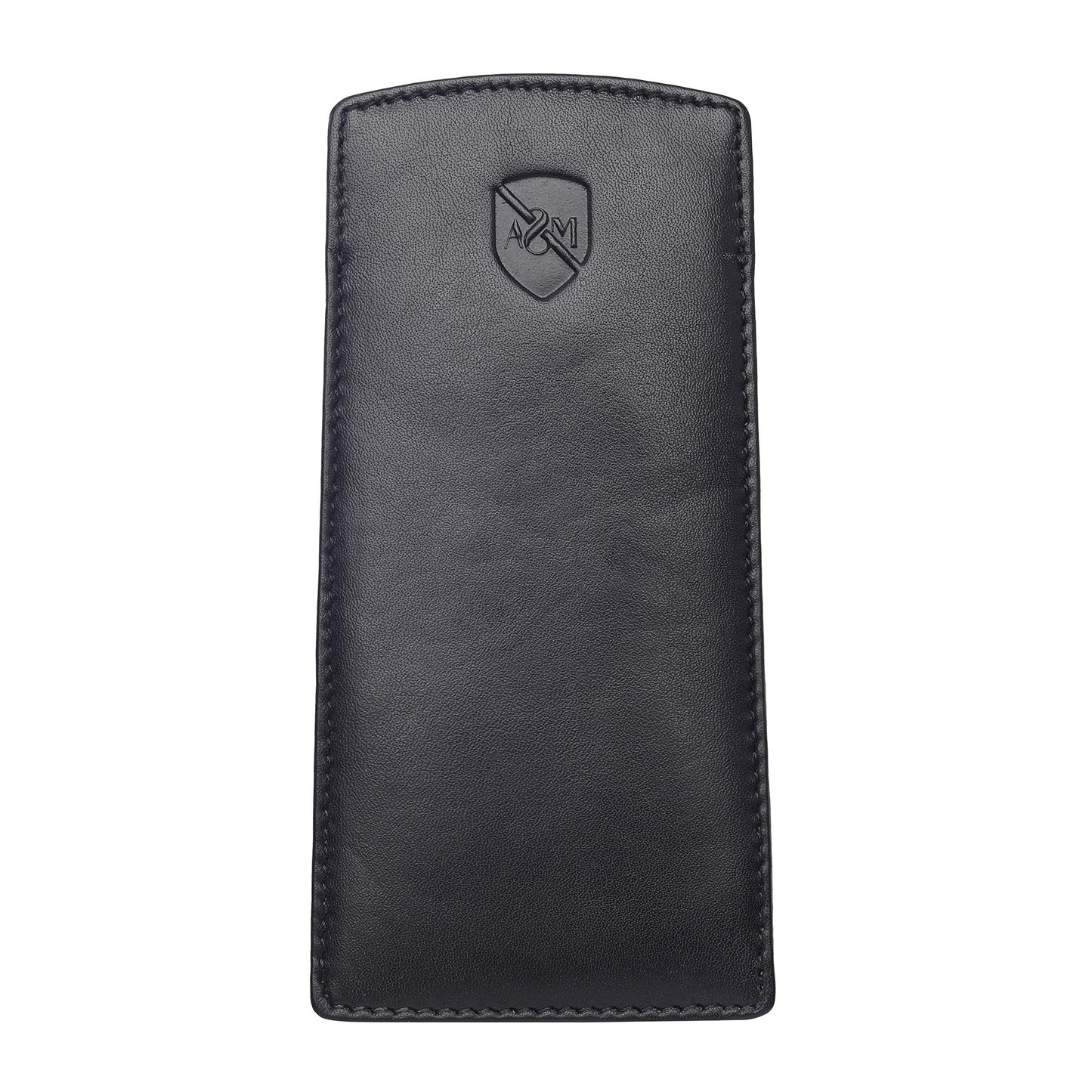 ALLEN & MATE 100% Leather Slim Glasses Case for Reading and Computer Glasses for Men & Women - Premium Black