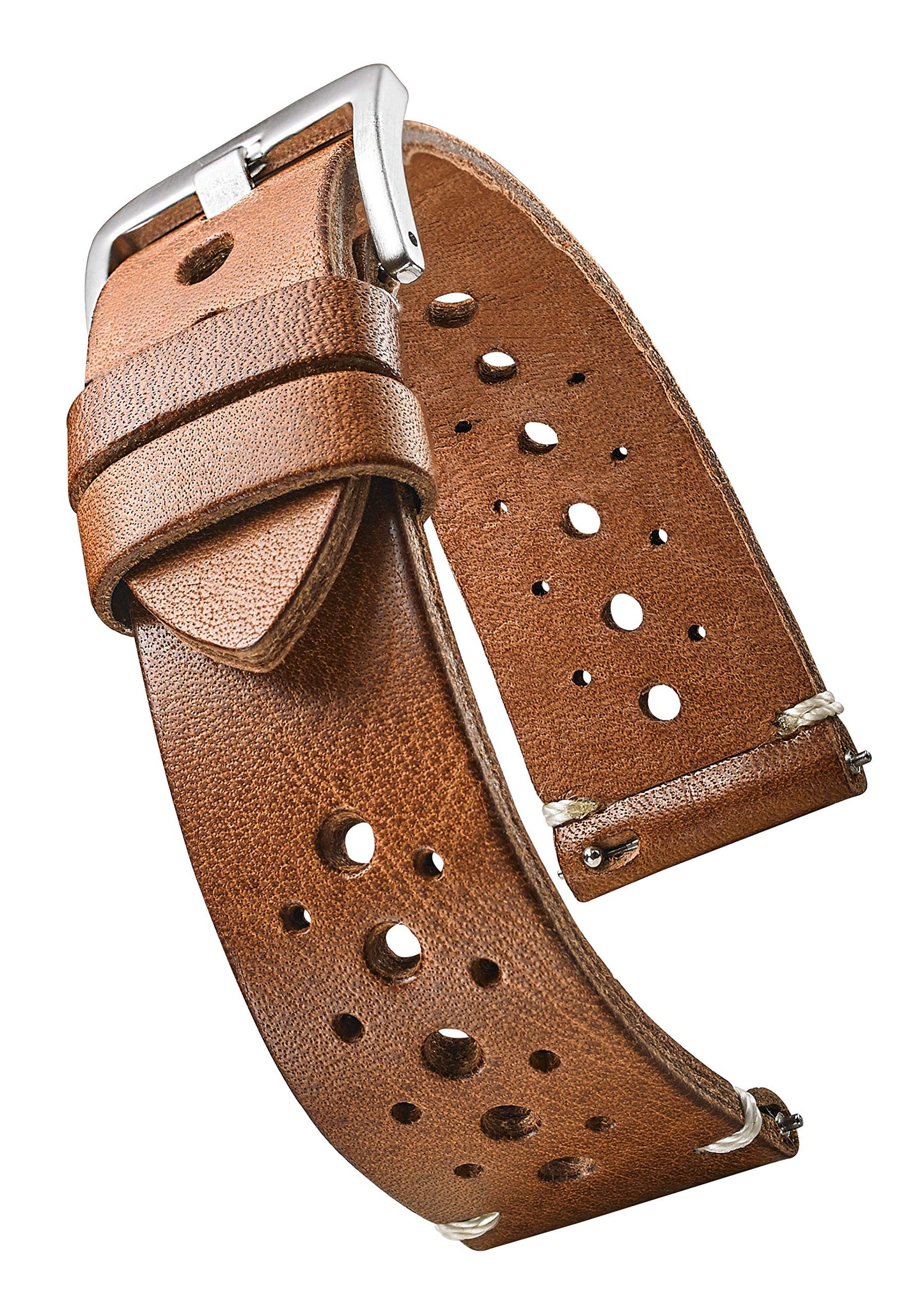ALPINE Genuine Vintage Leather 22mm Watch Band - Replacement Watch Bands for Women & Men - Watch Strap with Quick Release Stainless Steel buckle - Compatible with Regular & Smart Watch Bands - Tan