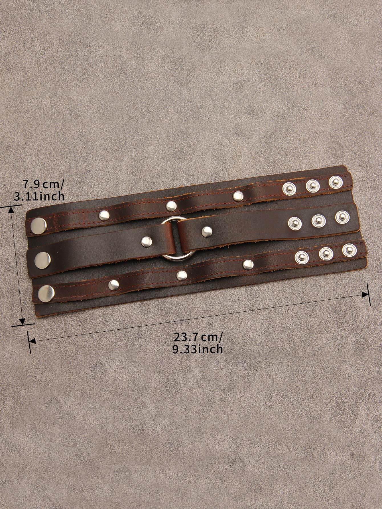 GelConnie Genuine Leather Wristband Punk Alloy Buckle Bracelet Brown Arm Cuff Wide Leather Wristband Cuff Bracelet for Men